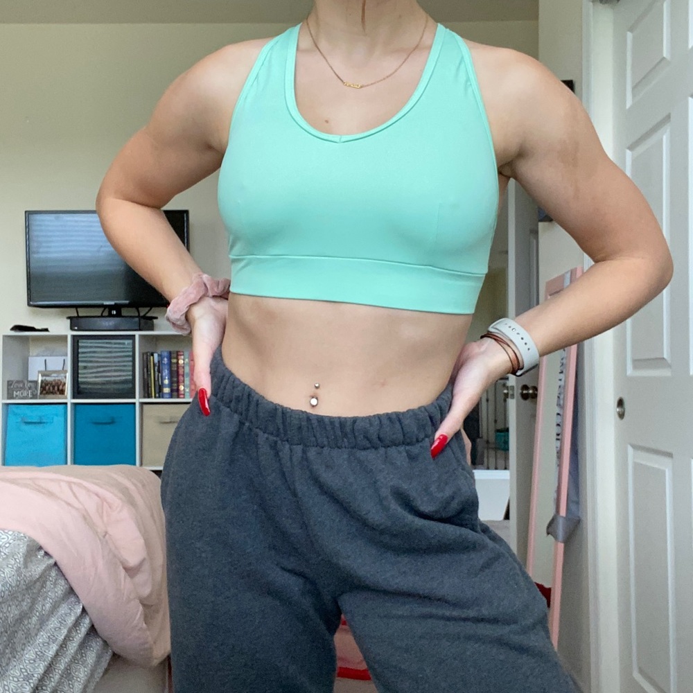 Balera open back sports bra mint green medium